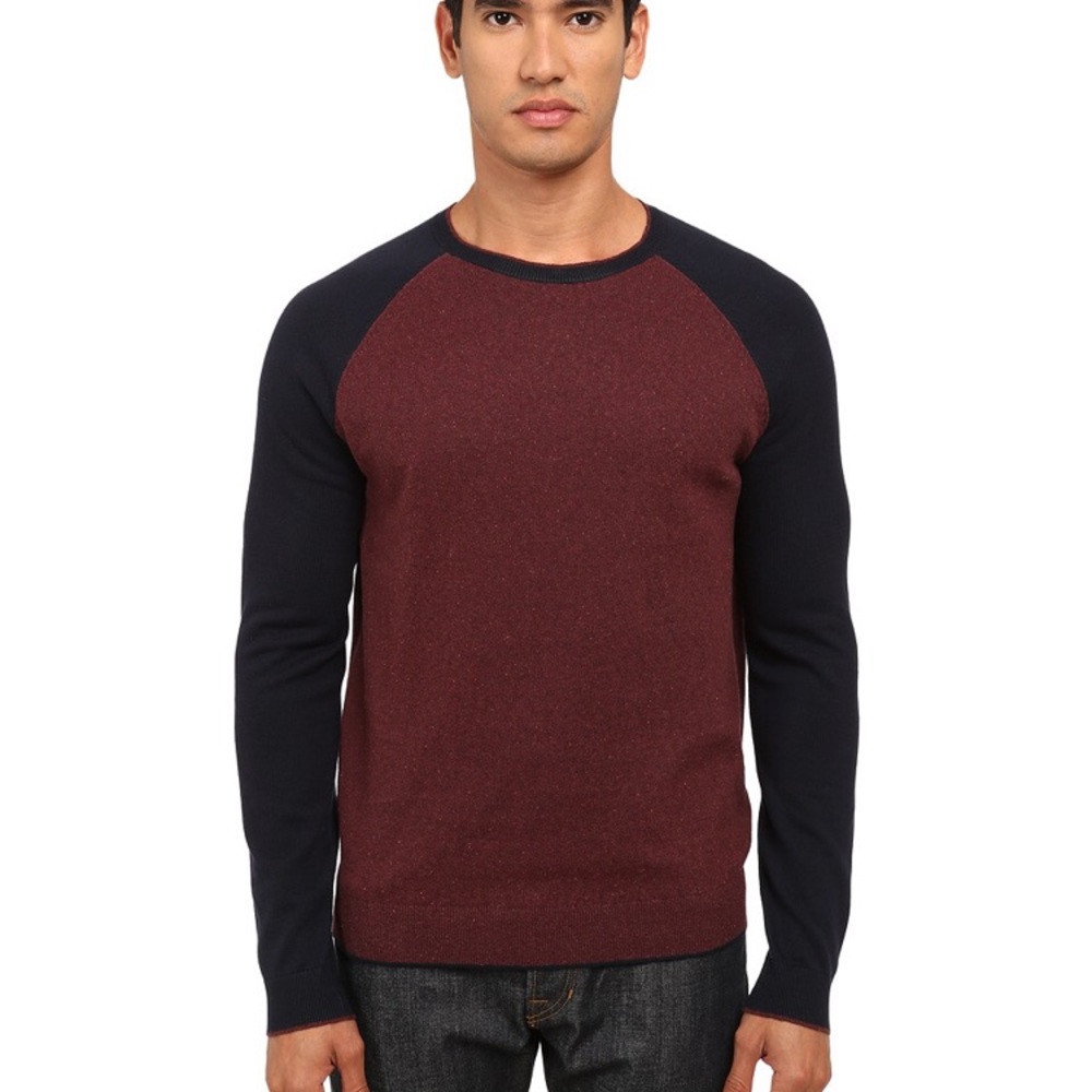 NWT Vince Flecked Raglan Sweater In Dark Cranberry